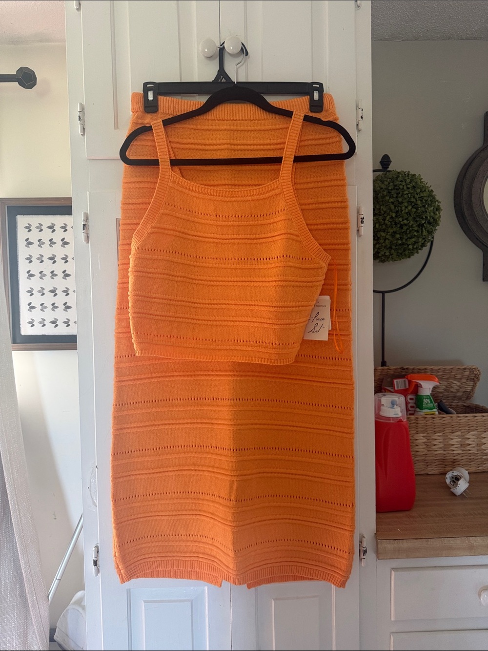 T.J.Maxx Bright Orange Knit Tank and Skirt Set